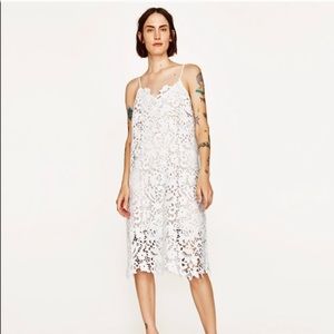 Zara Floral Crochet Midi Dress